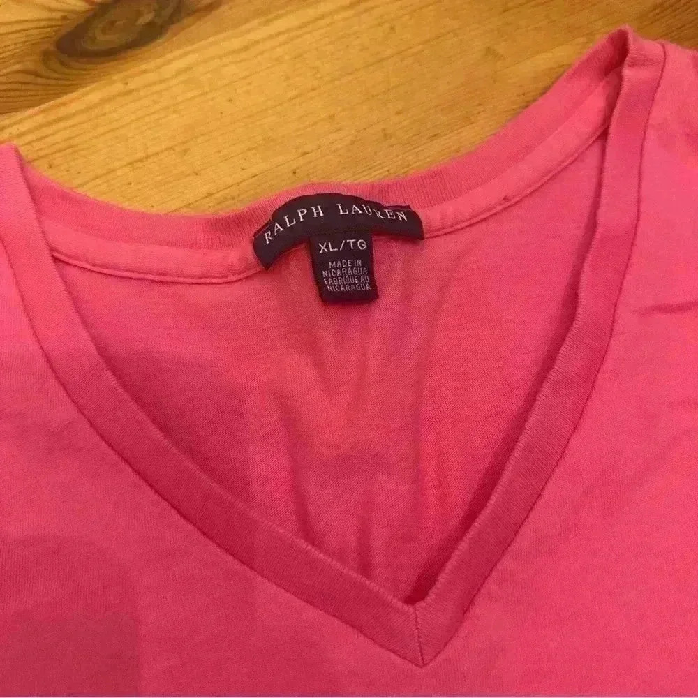Polo Ralph Lauren v neck T-shirt pink women XL - Picture 5 of 5